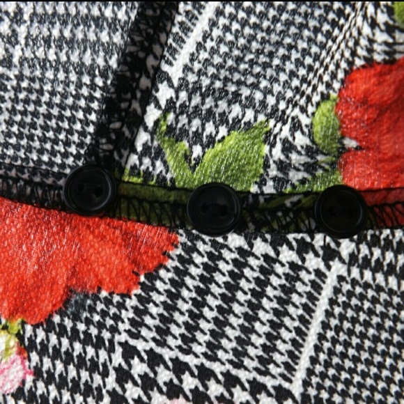 City Chic houndstooth Floral Shirt - Picture 4 of 7